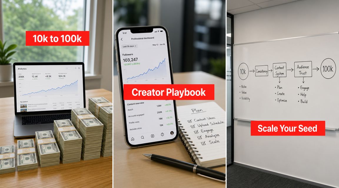 Illustration for How to Turn 10k Into 100k: A Creator's Playbook