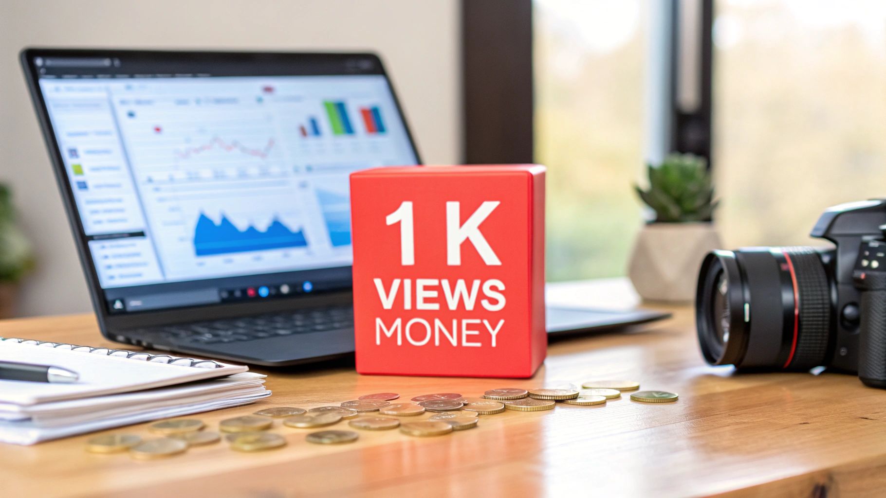 Illustration for YouTube 1K Views Money The Ultimate Creator Guide
